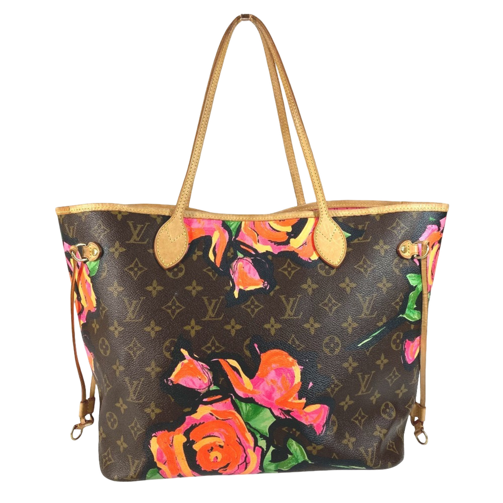Louis Vuitton Neverfull Tote Limited Edition Monogram Roses Brown Canvas Tote Bag