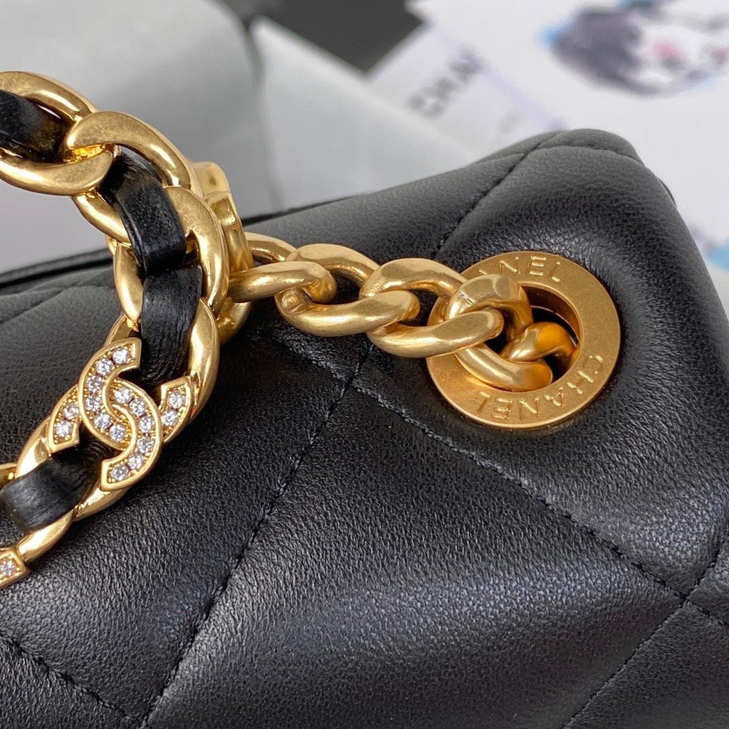 ChanelSmall GlamIap Bag Gold Hardware Black For Women Handbags, Shoulder Bags 7.9in/20cm AS3450