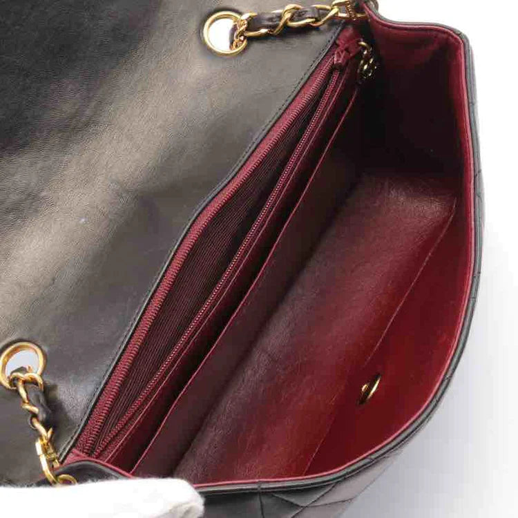 Chanel Black Diorana Flap Bag, Black, Lambskin