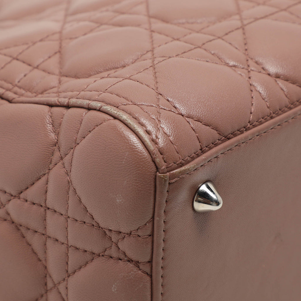 Dior Beige Cannage  Leather Medium Lady Dior Tote