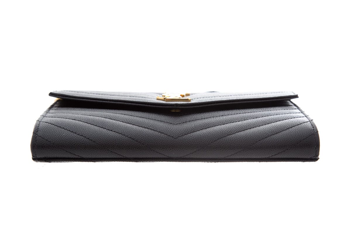 Saint Laurent Black Grain De Poudre Envelope Clutch