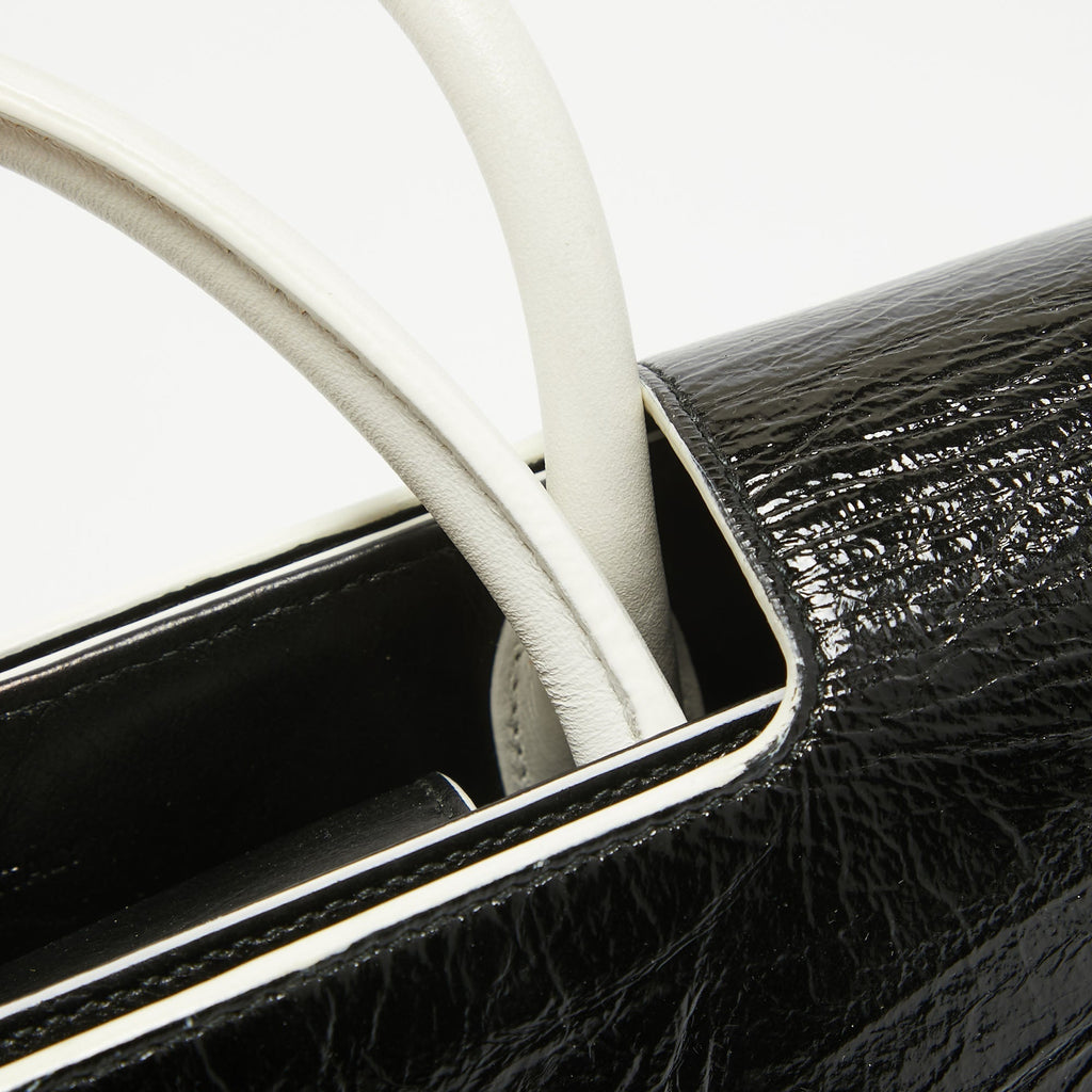 Dior Black/white Crinkled  Leather Medium Diorever Top Handle Bag