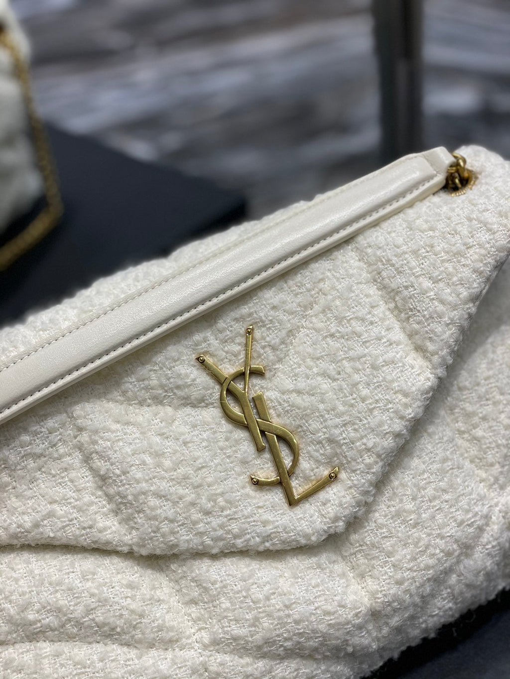 YSSL Puffer Small Chain Bag White For Women, Women’s Bags 11in/29cm YSLâ