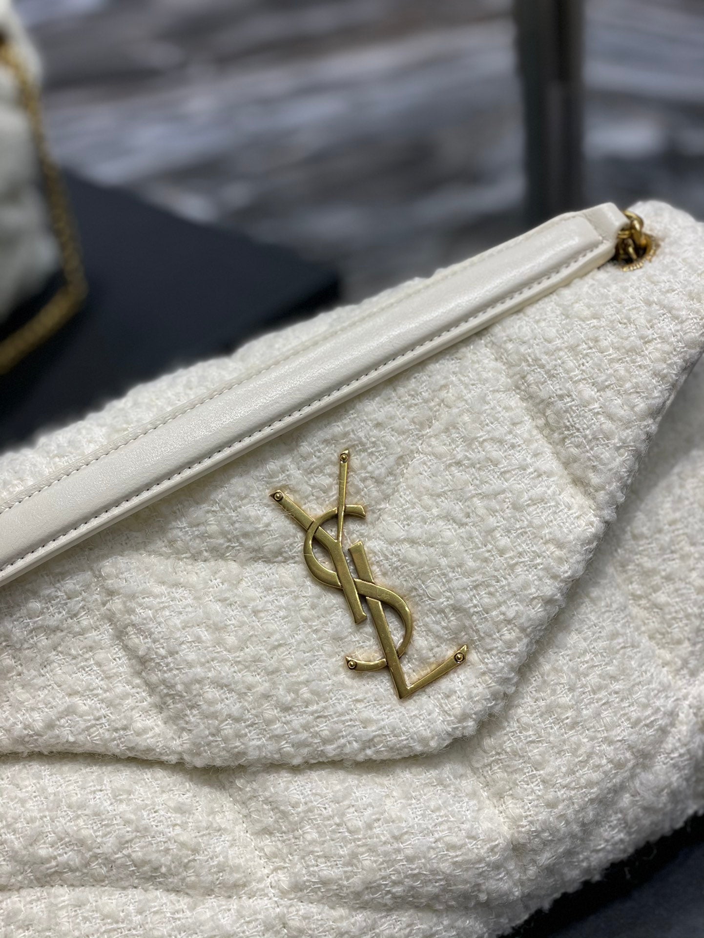 YSSL Puffer Small Chain Bag White For Women, Women’s Bags 11in/29cm YSLâ