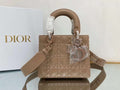 Dior MeDiorum Lady Bag Cannage with Beaded Motif, Brown, For Women Women’s Handbags, Crossbody Bags, 20cm CD