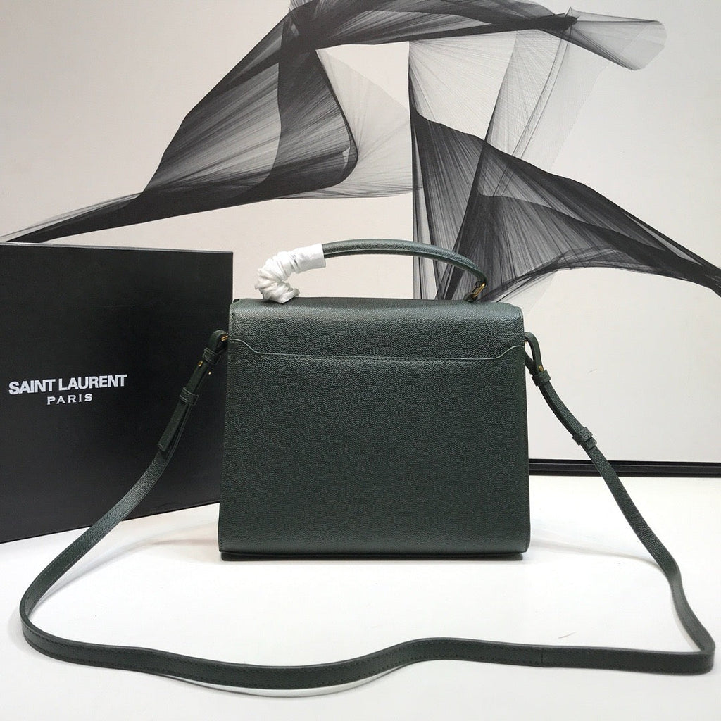 YSSL Cassandra Medium Top Handle Bag In Grain Dark Green For Women 9in/24.5cm YSL