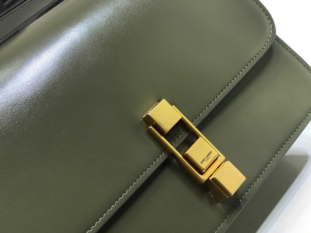 Top Quality Le Carre Satchel In Box Dark Green For Women 9in/23cm YSL