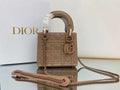 Dior Mini Lady Bag Cannage with Beaded Motif, Brown, For Women Women’s Handbags, Crossbody Bags, 18cm CD