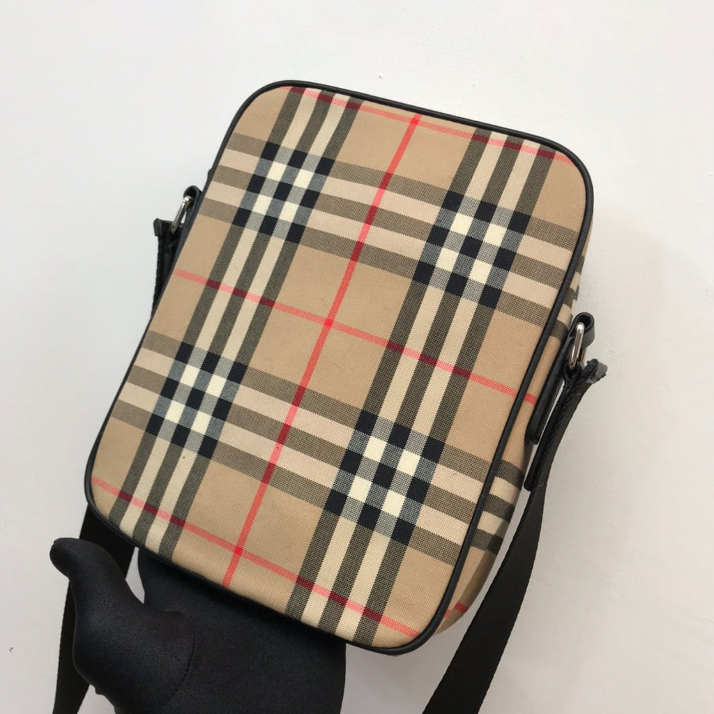 Vintage Check And Crossbody Bag For Men, Bags 8.7in/22cm