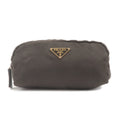Prada Logo Nylon Leather Pouch Cosmetic Bag Br 1N0175