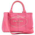 Prada Canapa Mini Canvas 2Way Tote Bag Pink 1BG439