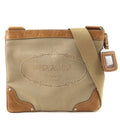 Prada Logo Jacquard Leather Shoulder Bag Beige Br BT0537