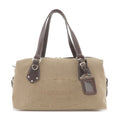 Prada Logo Jacquard Leather Boston Bag Beige Br BR3461