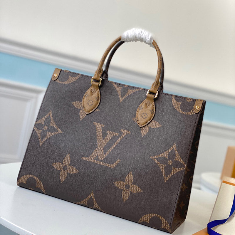 Louis Vuitton OnTheGo MM Monogram And Monogram Reverse Canvas For Women,  Shoulder Bags 13.8in/35cm Louis Vuitton M45321