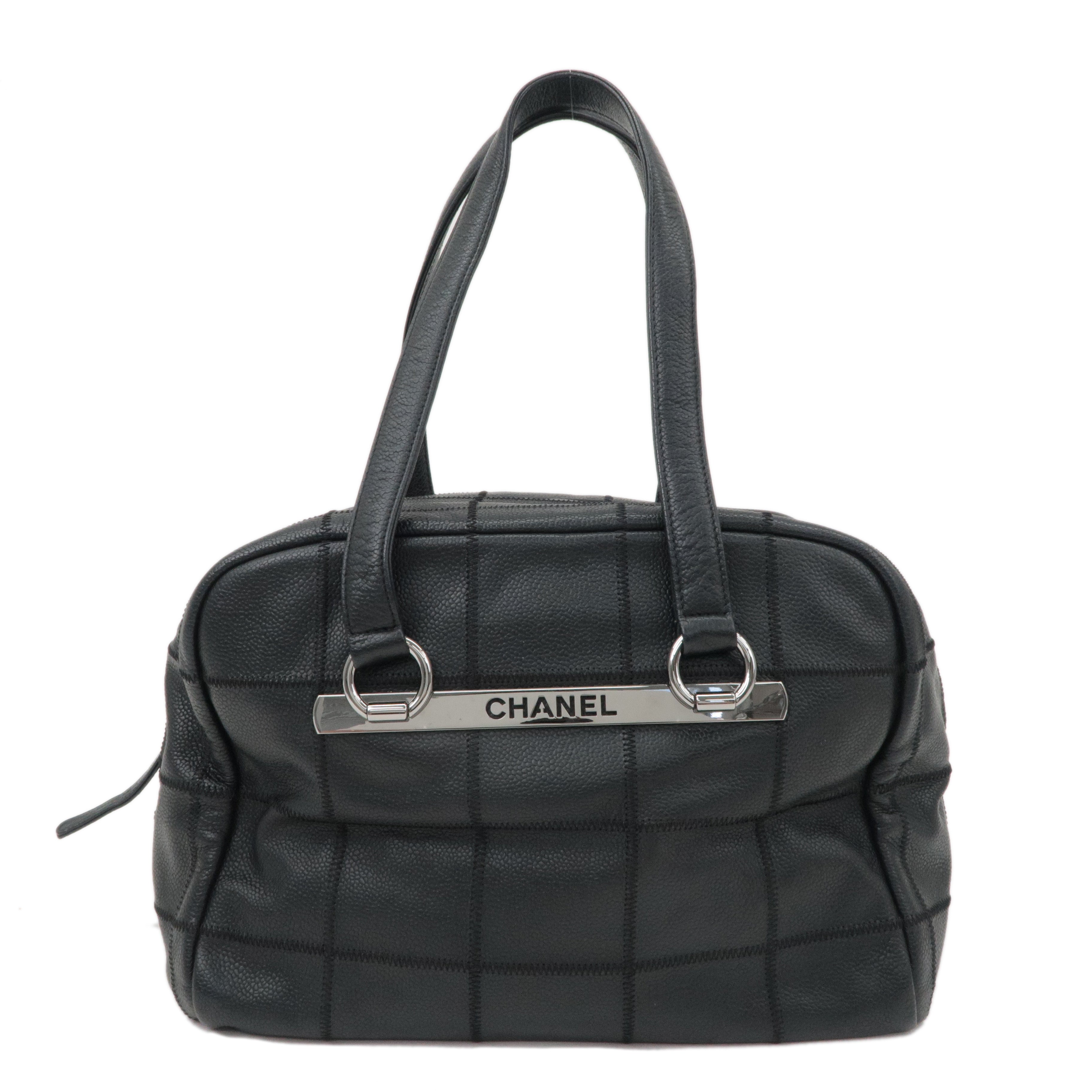 CHANEL Chocobar Caviar Skin Boston Bag Shoulder Bag Black