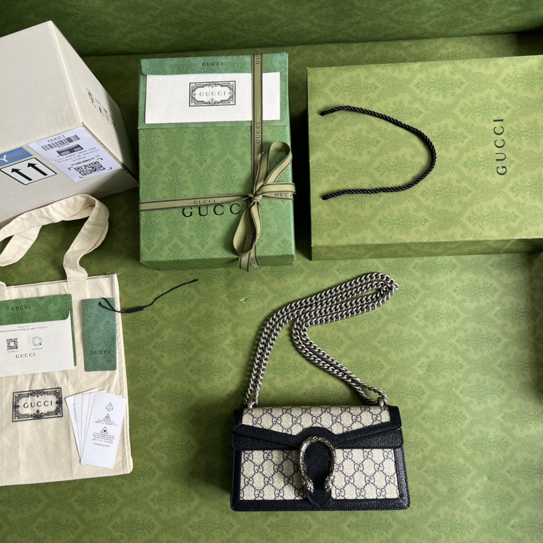 GLAMIonysus Small Shoulder Bag Beige And Blue Supreme Canvas For Women 10in/25cm 499623 K9GSN 4075