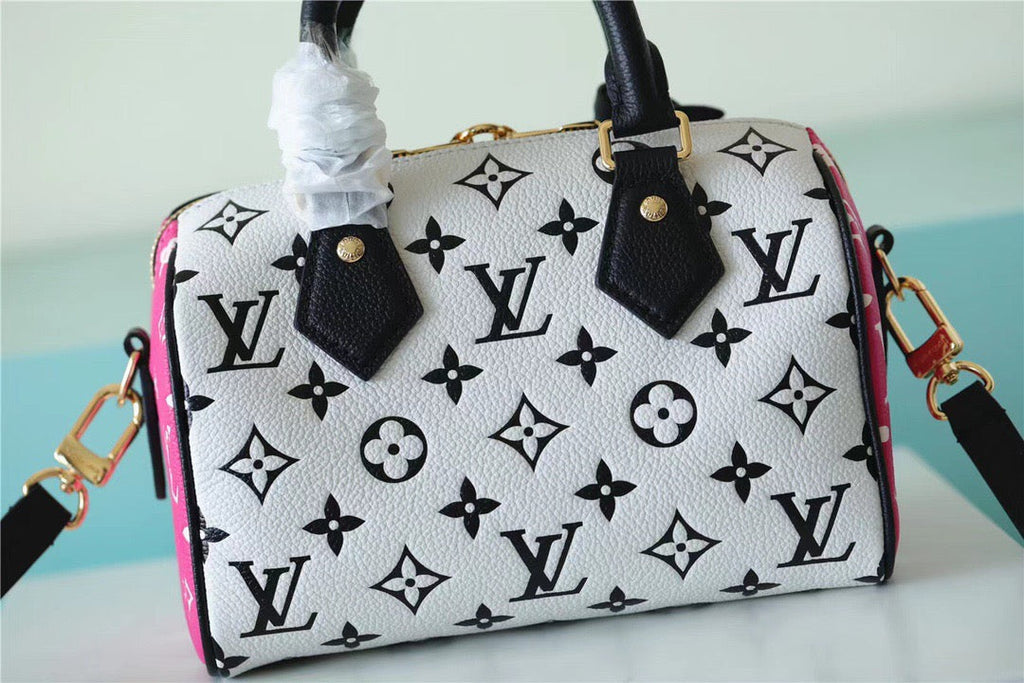 Louis Vuitton Speedy Bandouliere 20 Monogram Empreinte Black / White / Pink For Women,  Shoulder And Crossbody Bags 20.5cm/8.1in Louis Vuitton M46088