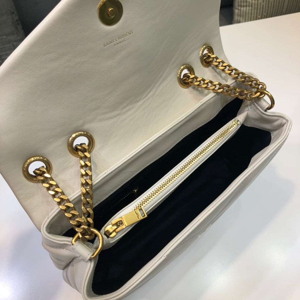 Top Quality Loulou Small Chain Bag In MatelassÃ© "Y" White For Women 9.8in/23cm YSL 494699DV7279207