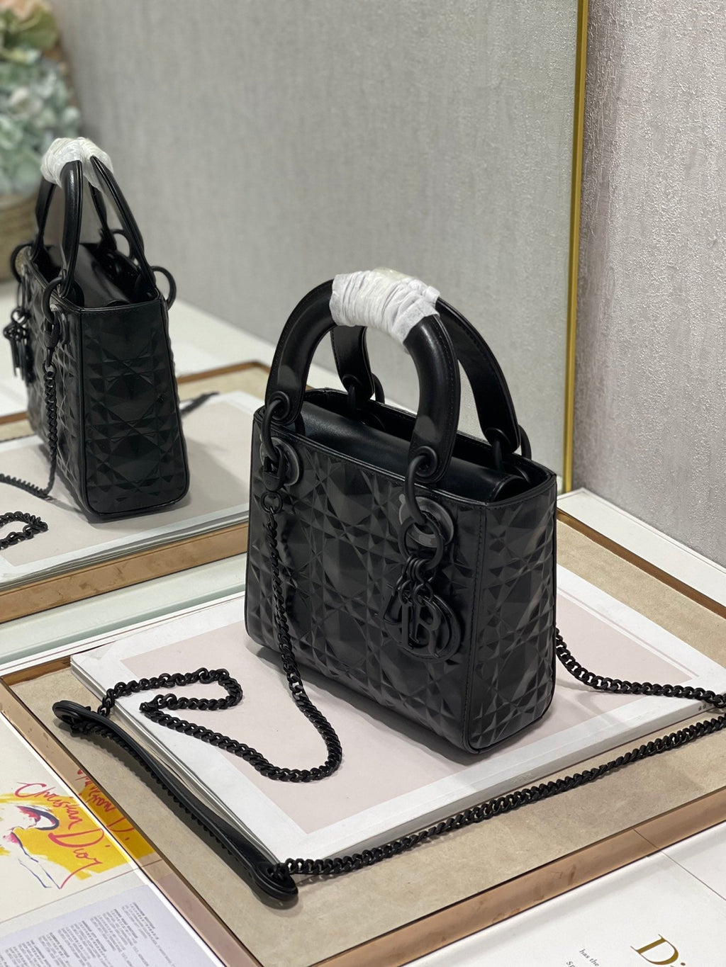 Dior Mini Lady Bag Cannage with Beaded Motif, Black, For Women Women’s Handbags, Crossbody Bags, 17cm CD M0505SNEA_M900