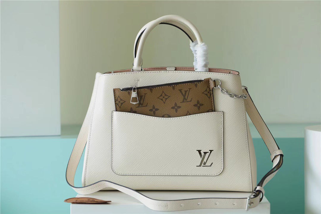 Louis Vuitton Marelle Tote MM Epi White For Women, WomenÃƒÂ¢Ã¢â€šÂ¬Ã¢â€žÂ¢s Handbags, Shoulder And Crossbody Bags 11.8in/30cm Louis Vuitton