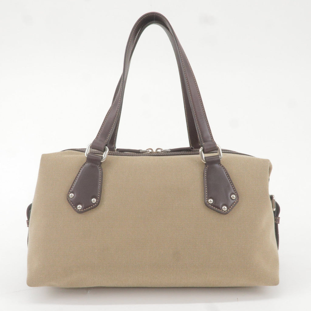 Prada Logo Jacquard Leather Boston Bag Beige Br BR3461
