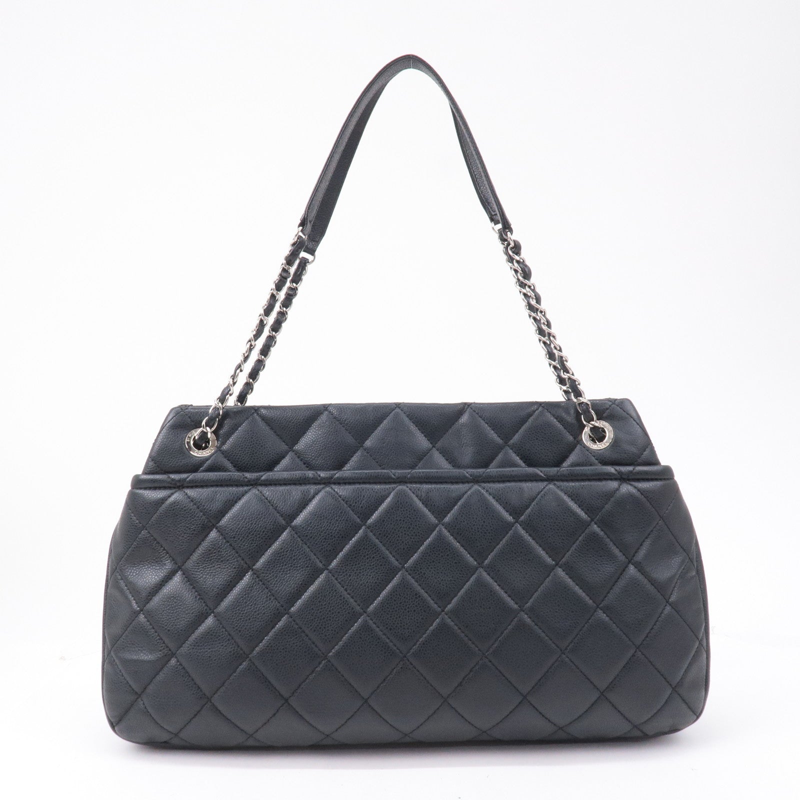 CHANEL Matelasse Caviar Skin Chain Tote Bag Shoulder Bag Black