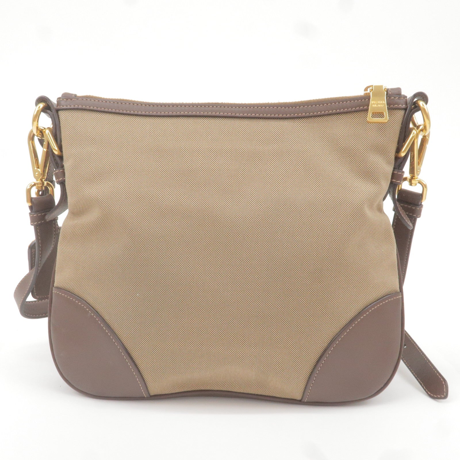 Prada Logo Jacquard Leather Shoulder Bag Beige Br BT867A