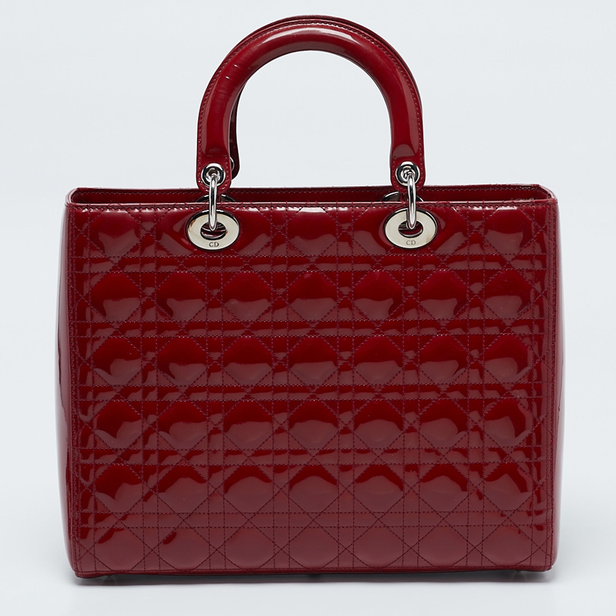 Dior Red Cannage  Leather Large Lady Dior Tote