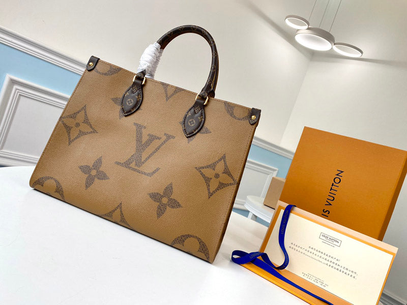 Louis Vuitton OnTheGo MM Monogram And Monogram Reverse Canvas For Women,  Shoulder Bags 13.8in/35cm Louis Vuitton M45321