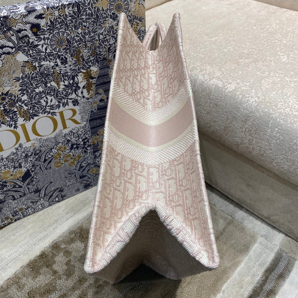 Dior Large Book Tote Rose Des Vents Oblique Embroidery, Pink, For Women Women’s Handbags, Shoulder Bags, 42cm CD