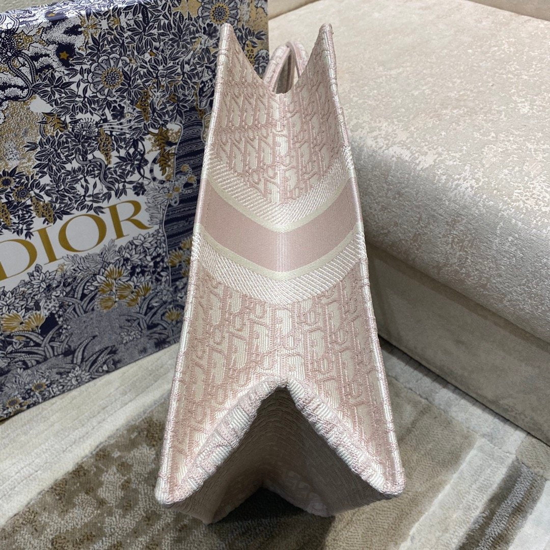 Dior Large Book Tote Rose Des Vents Oblique Embroidery, Pink, For Women Women’s Handbags, Shoulder Bags, 42cm CD