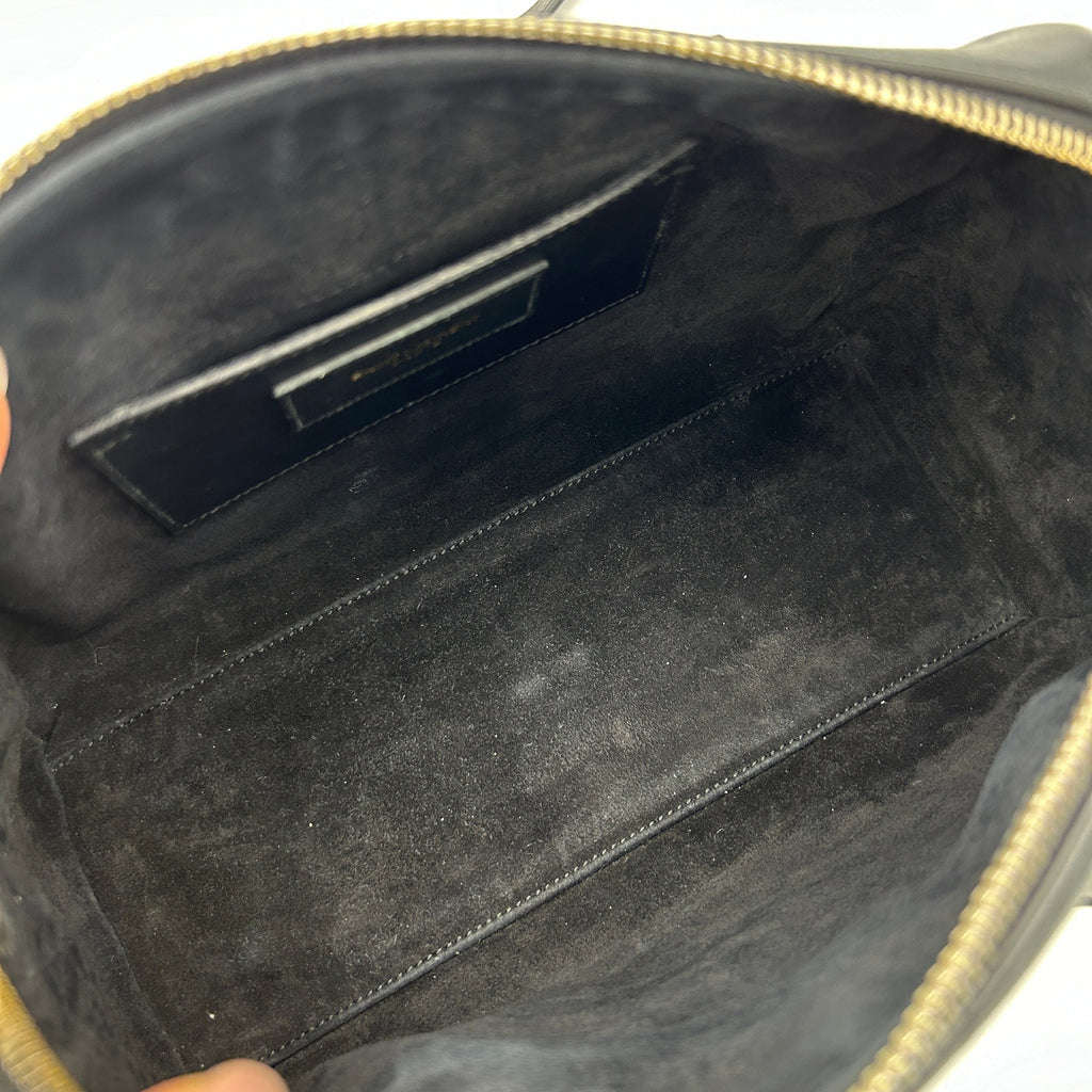 Saint Laurent Black Calfskin Classic Baby Duffle Bag With Strap