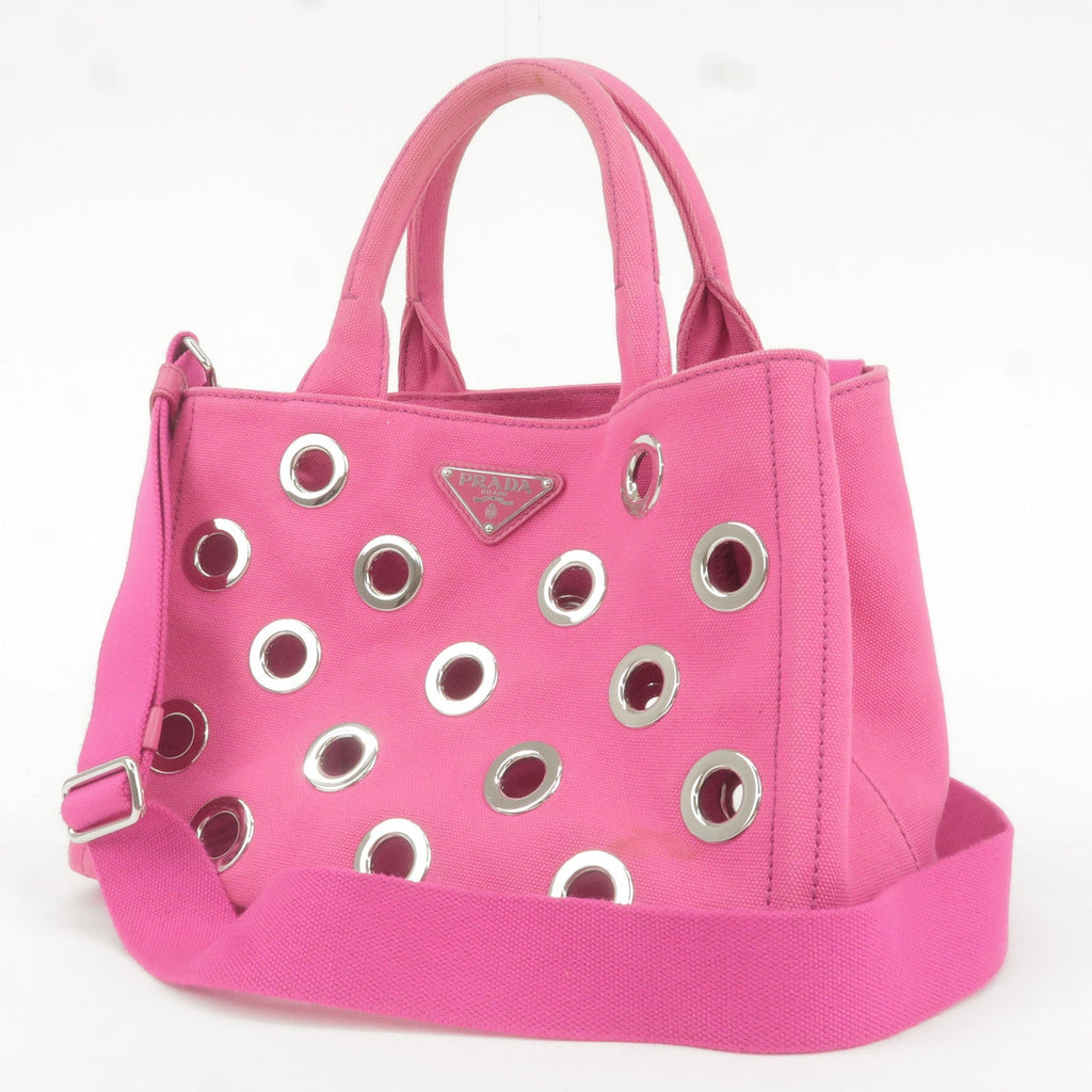 Prada Canapa Mini Canvas 2Way Bag Shoulder Bag Pink 1BG439