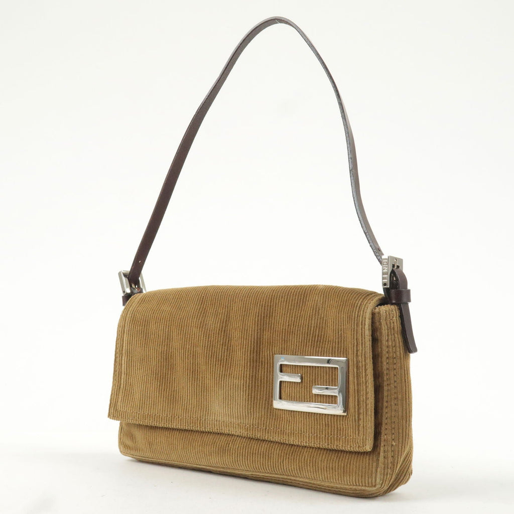 FENDI Corduroy Shoulder Bag Hand Bag Brown 26776 Brown