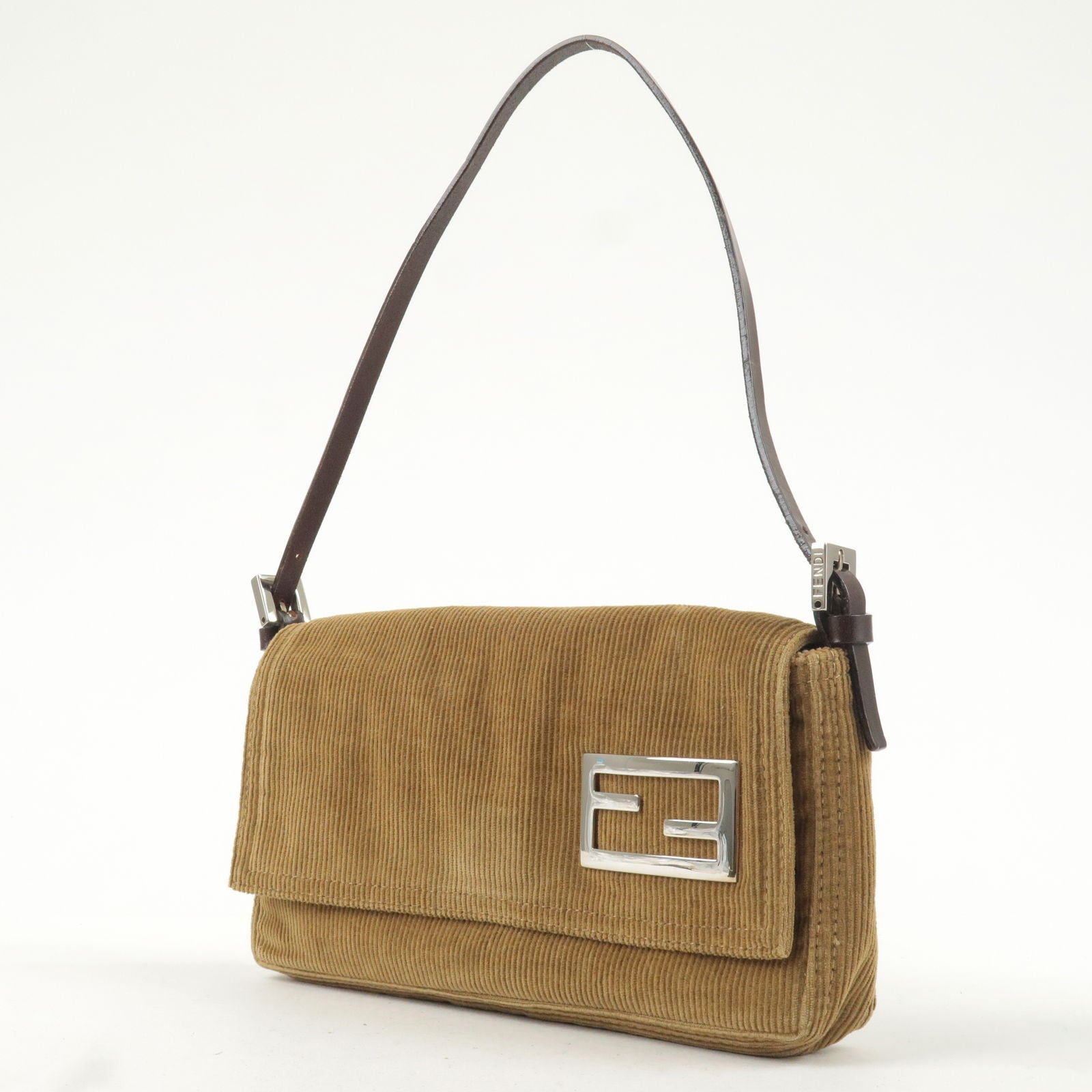 FENDI Corduroy Shoulder Bag Hand Bag Brown 26776 Brown