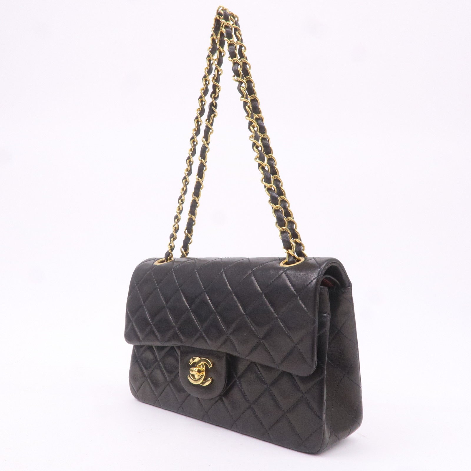 CHANEL Matelasse Lamb Skin 23 Double Flap Shoulder Bag A01113