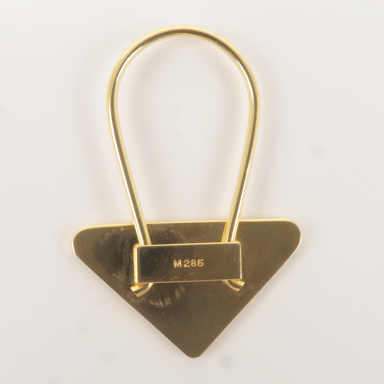 Prada Metal Triangle Logo Key Chain Bag Charm M285 Br Gold