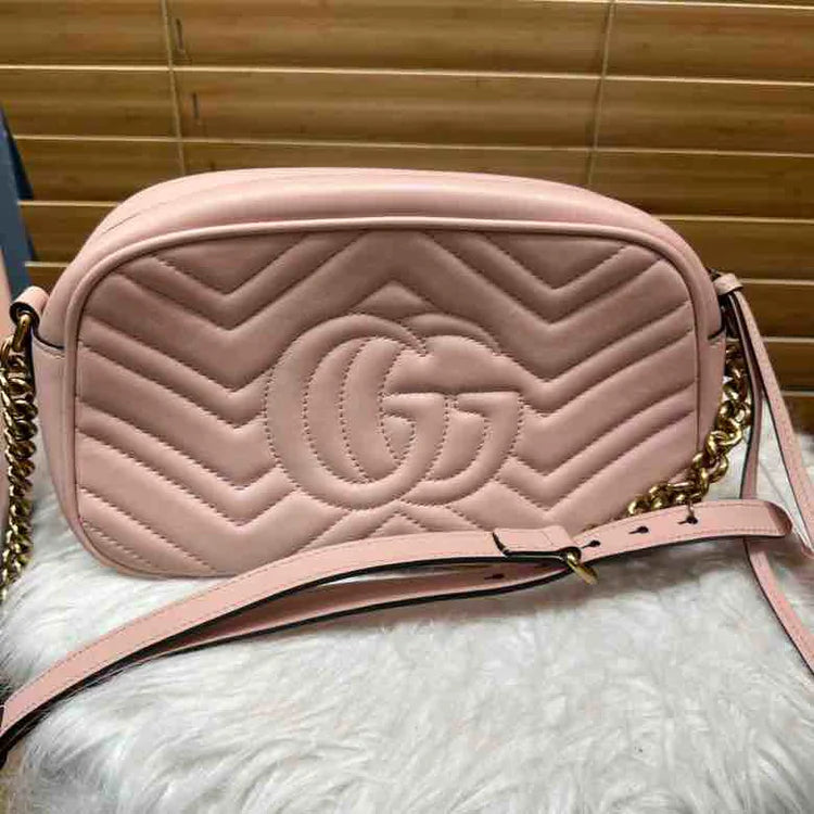 Gucci Gucci Marmont Shoulder Bag, Pink, Matelasse Leather, Small
