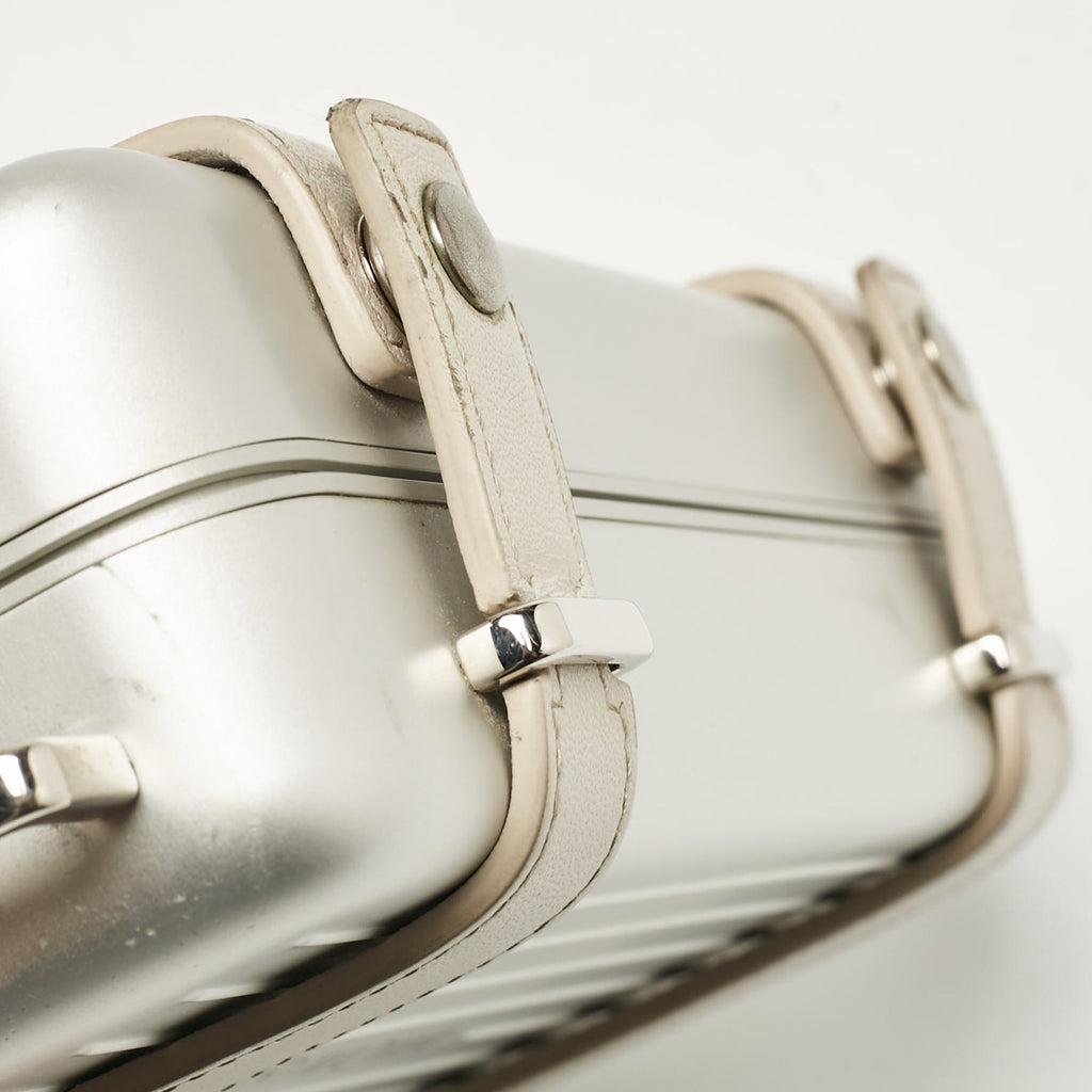 Christian Dior X Rimowa Silver Aluminum And Leather Personal Clutch Bag