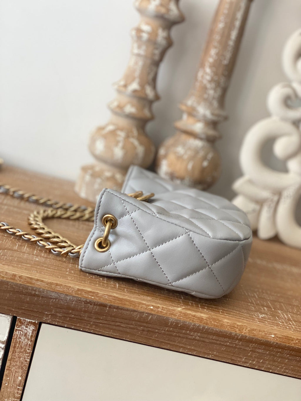 ChanelSmall Hobo Bag Gold Hardware Grey For Women, Women’s Handbags, Shoulder Bags 7.5in/19cm