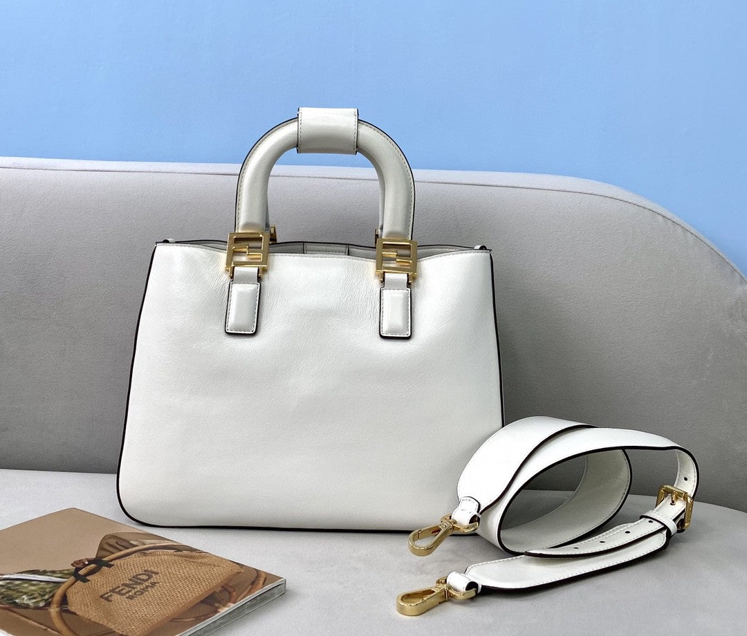 Small FF Tote Shoulder White Bag For Woman 30cm/12in