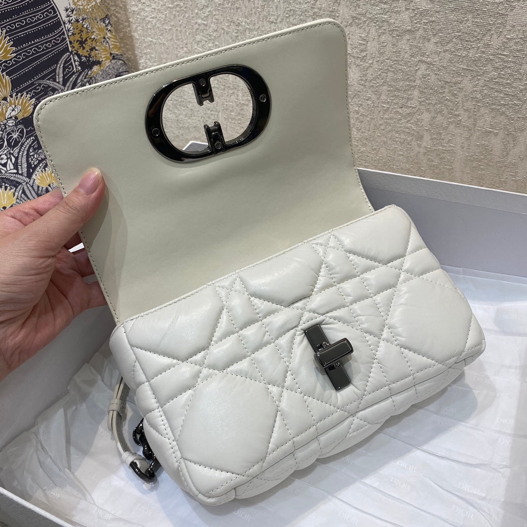Mini Caro Bag Latte Matte Padded Macrocannage, Latte White, For Women WomenÃ¢â‚¬â„¢s Handbags, Crossbody Bags, 20cm CD