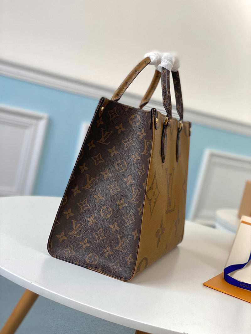 Louis Vuitton OnTheGo MM Monogram And Monogram Reverse Canvas For Women,  Shoulder Bags 13.8in/35cm Louis Vuitton M45321
