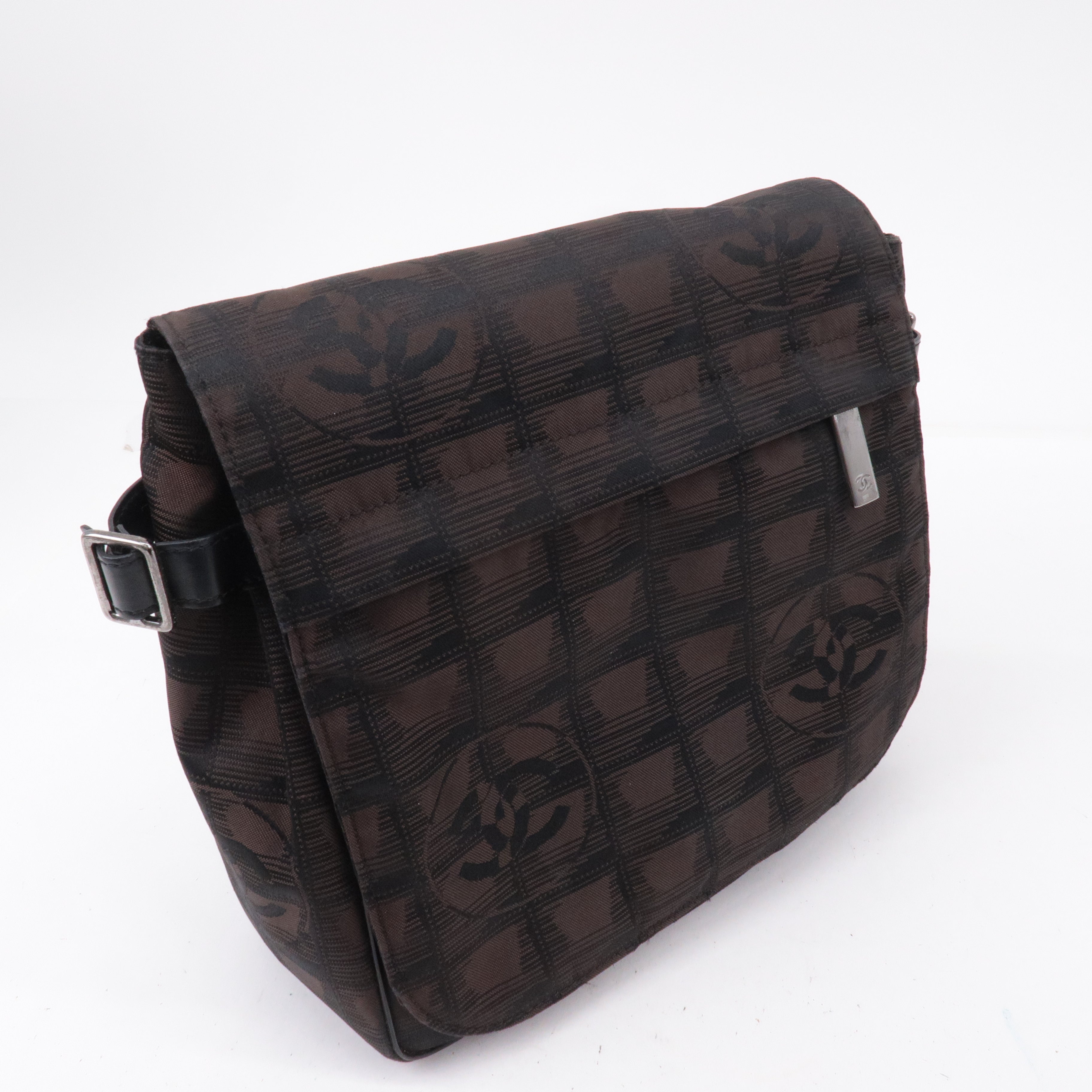 CHANEL New Travel Line Nylon Jacquard Leather Shoulder Bag A29347
