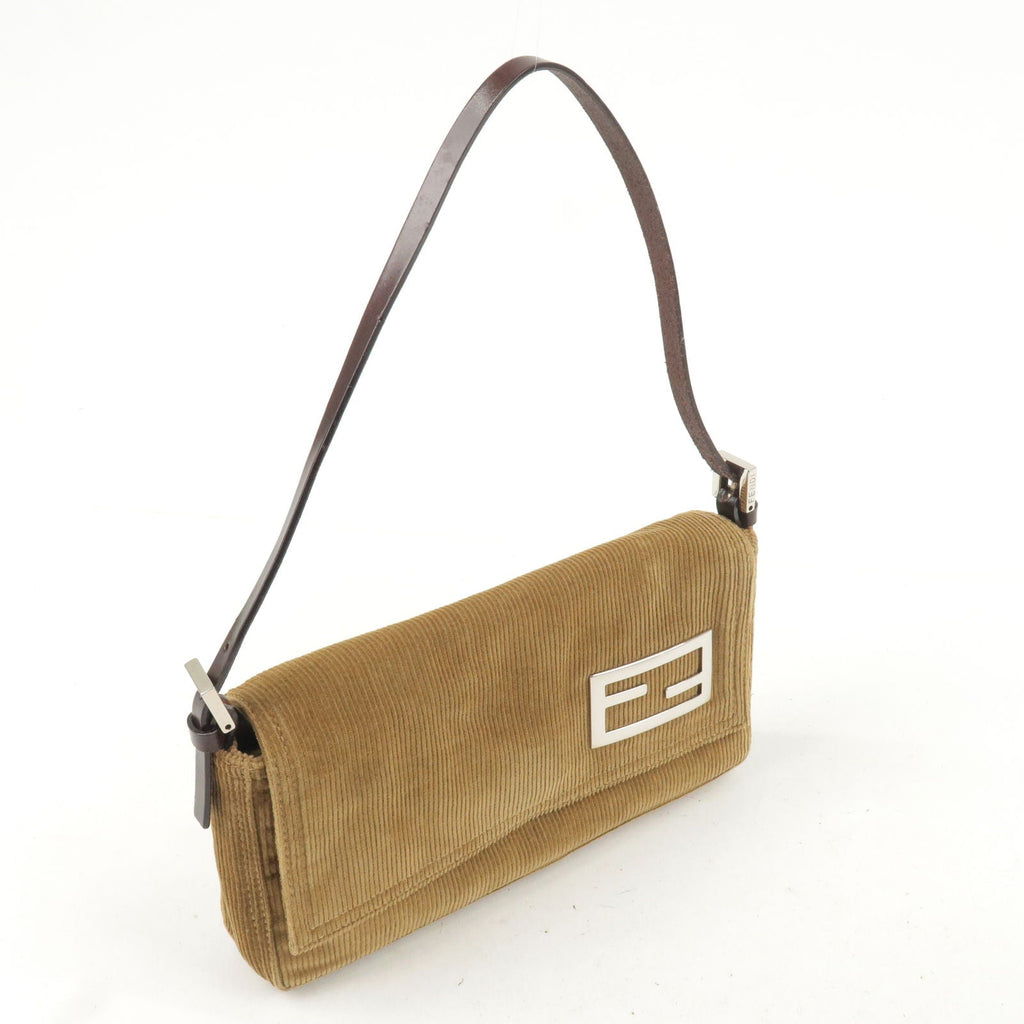 FENDI Corduroy Shoulder Bag Hand Bag Brown 26776 Brown