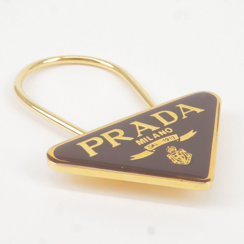 Prada Metal Triangle Logo Key Chain Bag Charm M285 Br Gold