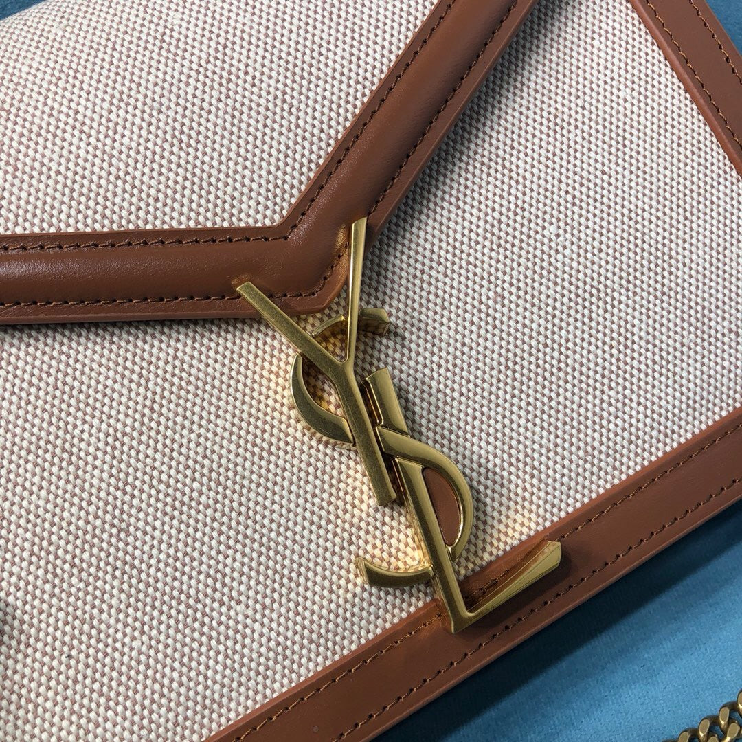 YSSL Le Cassandra Medium Chain Bag In Canvas And BoxNatural Beige For Women 8in/22cm YSL