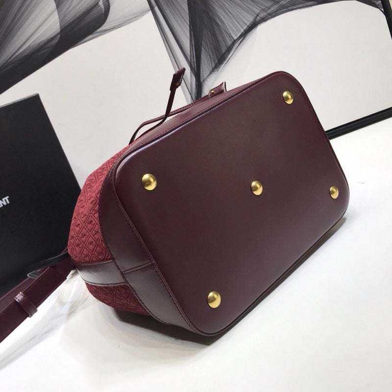 YSSL All-Over Monogram Bucket Bag Burgundy For Women 10.5in/27cm YSLÂ 