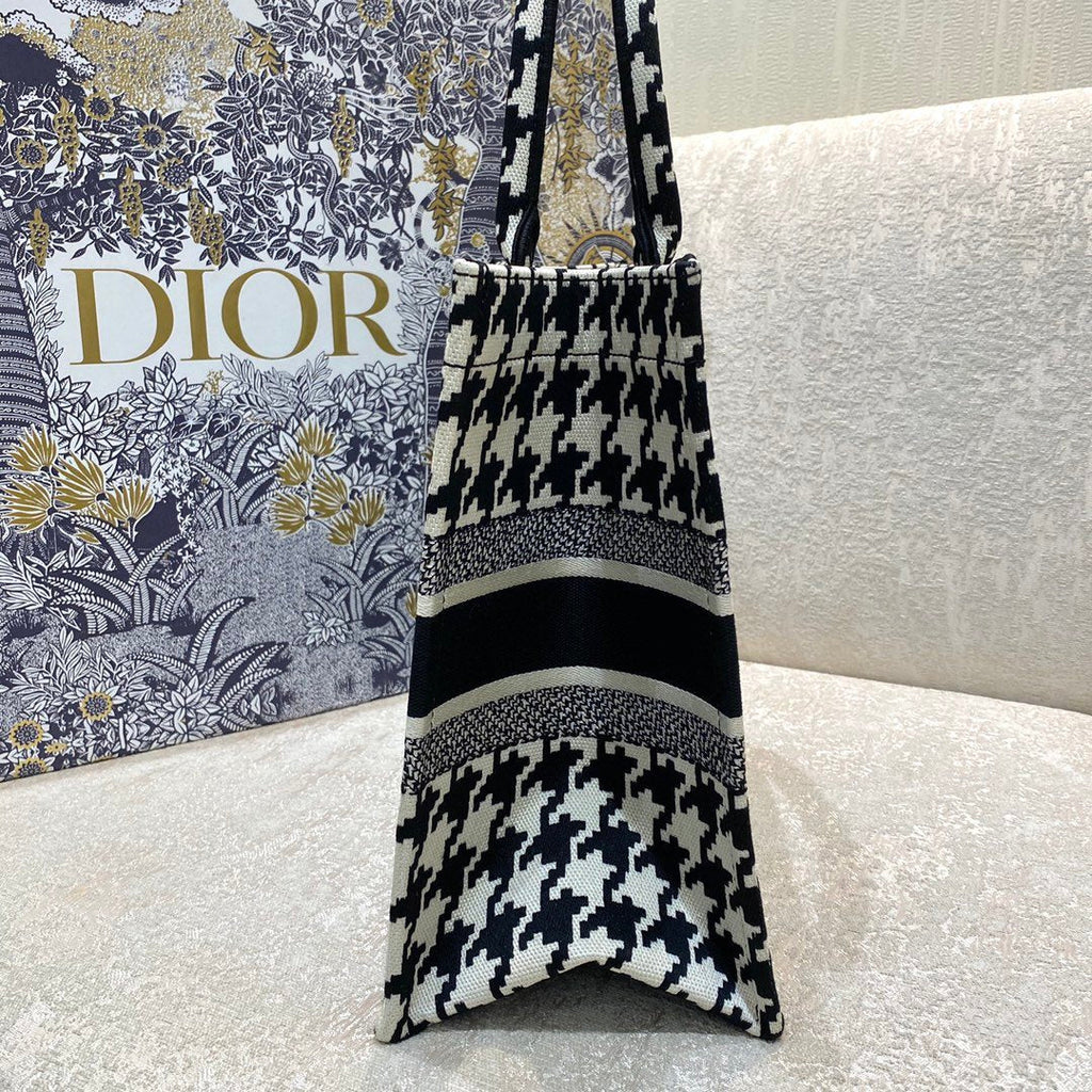 Dior MeDiorum Book Tote Black Macro Houndstooth Embroidery, Blue, For Women Women’s Handbags, Shoulder Bags, 36cm CD M1296ZTQT_M911