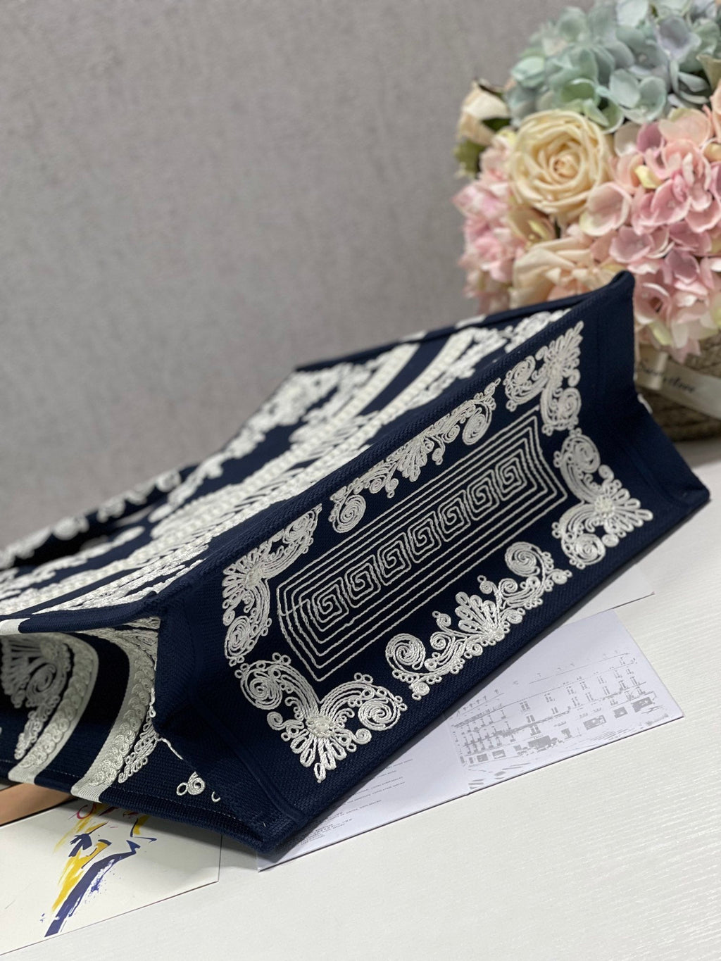 Dior MeDiorum Book Tote Blue and White Cornely Embroidery, Blue, For Women Women’s Handbags, Shoulder Bags, 42cm CD M1286ZTZB_M928